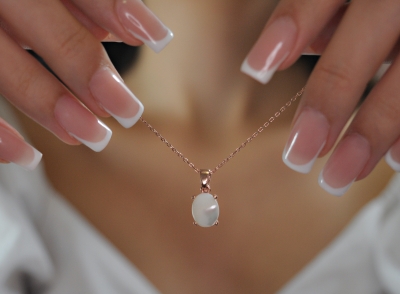 925 Sterling - Real Silver - Rose Gold Necklace with Pendant - Mother of Pearl - Beautiful Necklace - Handmade Gift - Gift for Her - Includes Gift Box